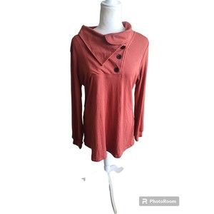 Bluetime Women's Fall Long Sleeve Cowl Neck Button Tunic Top NWT large Sweats